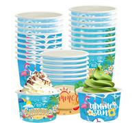 Embhlitfe 24 Pezzi Coppette Gelato Carta,240 ml Coppette per Gelato in Carta per Feste Hawaiane Ciotole per Gelato,Ciotole per Dessert Estive Articoli per Feste Yogurt Gelato Frutta (Blu)