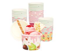 Embhlitfe 24 Pezzi Coppette Gelato Carta,240 ml Coppette per Gelato in Carta per Feste Hawaiane Ciotole per Gelato,Ciotole per Dessert Estive Articoli per Feste Yogurt Gelato Frutta (Rosa)