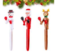 Embhlitfe 3 Pezzi Penne Natale Penne a Sfera Gadget Compleanno Bambini Penna a Sfera da Boxe con Babbo Natale Alce e Pupazzo di Neve