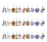 Embhlitfe 30 portachiavi per bambini, animali della giungla, mini portachiavi con ciondolo a forma di animali della giungla, per feste, zoo, per feste, regali per bambini, ragazzi, ragazze, regali di