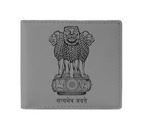Emblem of India - Portafogli bifold con tasca frontale, con scomparti per carte di credito, per uomini e donne, 11,4 x 10,2 cm
