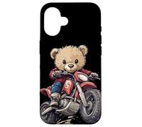 Emblema a forma di orsacchiotto per gli amanti del motocross Custodia per iPhone 16