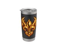 Emblema araldico Fiammeggiante Fleur-De-Lys Alato Fantasy Art Bicchiere termico in acciaio inox doppia parete