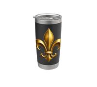Emblema araldico francese classico Fleur-De-Lys Bicchiere termico in acciaio inox doppia parete