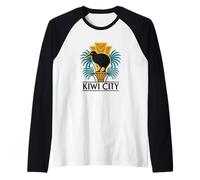 Emblema Art Deco Kiwi City Maglia con Maniche Raglan