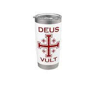 Emblema Cavalieri Templari Croce di Gerusalemme Deus Vult | Nero Bicchiere termico in acciaio inox doppia parete
