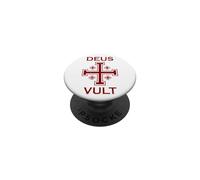 Emblema Cavalieri Templari Croce di Gerusalemme Deus Vult | Nero PopSockets PopGrip Adesivo
