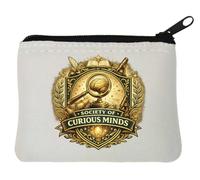 Emblema Celebrating Curious and Knowledgeable Minds - Portamonete in neoprene, 10 x 11 cm, colore: Bianco