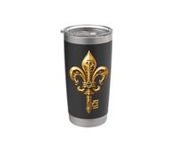 Emblema chiave Fleur-de-Lys con pergamene reali ornate Bicchiere termico in acciaio inox doppia parete