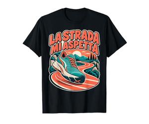 Emblema Corsa LA Strada Mi ASPETTA al Tramonto Maglietta