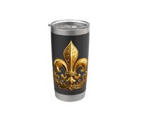 Emblema decorativo a forma di corona di Fleur-De-Lis con fiori regali Bicchiere termico in acciaio inox doppia parete