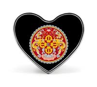 Emblema del Bhutan, spilla a forma di cuore, accessorio per abbigliamento e gioielli per uomo e donna.