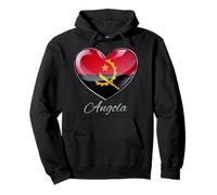 Emblema dell'Angola del Cuore dell'orgoglio del Cuore della Diaspora angolana Felpa con Cappuccio