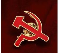 Emblema dell'aquila a doppia testa russa, falce e martello sovietico, medaglia patriottica di prima classe, spilla in metallo a stella rossa a cinque punte