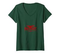 Emblema dell'aquila patriota: Bold American Pride Maglietta con Collo a V, Donna, Verde Foresta, S