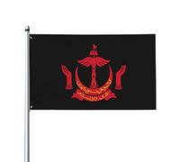 Emblema delle bandiere del Brunei, bandiere decorative per esterni 3x5ft Bandiere 100% poliestere fuori bandiera per tutte le stagioni, il colore è brillante e facile da sbiadire, asciugatura rapida.