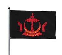 Emblema delle bandiere del Brunei, bandiere decorative per esterni 3x5ft Bandiere 100% poliestere fuori bandiera per tutte le stagioni, il colore è brillante e facile da sbiadire, asciugatura rapida.