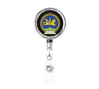 Emblema dello stato della Mongolia Bobina porta badge in metallo resistente, porta badge retrattile con clip da cintura per titolare della carta nome dipendente Insegnante dipendente