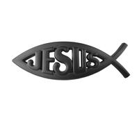 Emblema di Gesù pesce Gesù pesce distintivo cristiano simbolo adesivo Gesù pesce adesivo per auto e moto universale 1 pezzo metallo (nero)