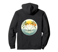 Emblema fiore di loto bianco - Design stampato sul retro Felpa con Cappuccio