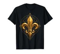 Emblema Geometrico Fleur-De-Lis con Arte Linework Maglietta