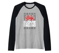 Emblema I Love England con leone rosso Maglia con Maniche Raglan