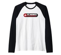 Emblema Logo St. Moritz - Saint Moritz Svizzera Maglia con Maniche Raglan