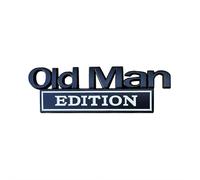 Emblema per auto Old Man Edition, distintivo in metallo antiruggine per auto, decorazione per targhetta con nome divertente per paraurti posteriore laterale, adesivo impermeabile per la maggior parte