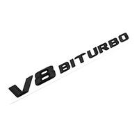 Emblema V8 scritta in plastica con retro adesivo in schiuma Badge (V8 Biturbo nero opaco)
