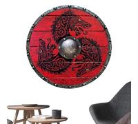 Emblema vintage in legno - strumento scudo cavaliere strumento soldato lupo | accessorio medievale costume fatto a mano, eventi a tema guerriero in stile combattimento, puntello da parete per uffici