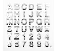 Emblemi con lettere in plastica ABS, 25 x 25 mm, per auto, moto, cassetta delle lettere in plastica, autoadesive, resistenti alle intemperie (argento cromato)