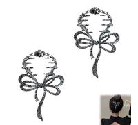 Emboadlie Bow Light Luxury Premium Feeling Hairpin, Metal Hairclip Ponytail Buckle Hair Pin Claw Clip (Black)