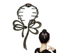 Emboadlie Bow Light Luxury Premium Feeling Hairpin, Metal Hairclip Ponytail Buckle Hair Pin Claw Clip, Sparkling Elegant Hair Clip(A)