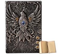 Embossed Leather Journal Writing Notebook - Handmade Vintage Daily Diary, Rustic Travel Sketchbook | Classic Refillable Notepad Binder, Artistic Decorative Book, Retr For Men Women