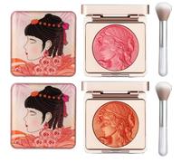 Embossed Smooth Powder Blush Palette for Cheeks - Quotationi Embossed Smooth Powder Blush - Matte Face PowderBlush Palette - Natural Makeup - Radiant Finish (Orange+Pink)