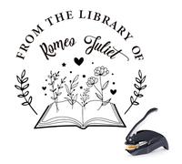 Embosser per libri personalizzato - Goffratrice personalizzata con ex libris, timbro per libri incluso, embosser personalizzato per copertine, regalo originale per lettori e bibliofili (Style01)