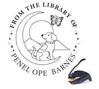 Embosser per libri personalizzato - Goffratrice personalizzata con ex libris, timbro per libri incluso, embosser personalizzato per copertine, regalo originale per lettori e bibliofili (Dog)