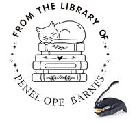 Embosser per libri personalizzato - Goffratrice personalizzata con ex libris, timbro per libri incluso, embosser personalizzato per copertine, regalo originale per lettori e bibliofili (Style07)