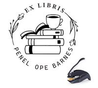 Embosser per libri personalizzato - Goffratrice personalizzata con ex libris, timbro per libri incluso, embosser personalizzato per copertine, regalo originale per lettori e bibliofili (Style02)