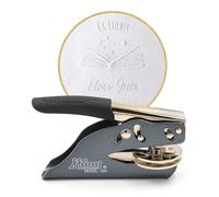 Embosser per libri personalizzato - Timbro Ex Libris a secco 41 mm con rilievo 3D - senza inchiostro, con custodia - idea regalo elegante (Book & Stars)
