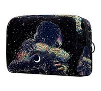 Embrace Boys in Starry Night Moon Trousse per cosmetici da donna, borsa da viaggio per articoli da toeletta grande, pratica borsa organizer con cerniera, Multi, 18.5x7.5x13cm/7.3x3x5.1in, Beauty case