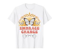 Embrace Butterfly Change, Motivo Floreale Arcobaleno Vintage Maglietta