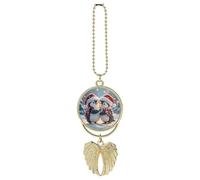 Embracing Penguins Car Hanging Ornament Rear View Mirror Pendant Lucky Presents Hanging Ornament Funny Car Pendant for Office Auto Home Decoration Gold-style