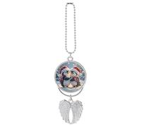 Embracing Penguins Car Hanging Ornament Rear View Mirror Pendant Lucky Presents Hanging Ornament Funny Car Pendant for Office Auto Home Decoration Silver style