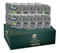 EMBRIIO TZe-221 TZ-221 Kit 10 Nastro per Etichette Sostituzione per Brother P-Touch PT-H110 PT-E550WVP PT-E100 PT-P700 PT-H105 PT-H101C PT-1000 PT-D600VP PT-H100 H100LB | Nero su Bianco | 9 mm x 8 m