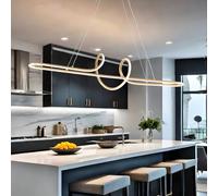 EMBRING Lampadario LED Sospensione Dorato, Lampadario Cucina Led Dimmerabile, Lampadario da L100cm Lampadario LED Moderno con Altezza Regolabile, Lampadario Dorato per Sala da Pranzo sopra Tavolo