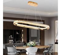 EMBRING Lampadario moderno in cristallo dorato, lampada a sospensione moderna a LED, dimmerabile, per illuminazione dell'isola della cucina, 3000 K-6500 K, cambio colore 66 W