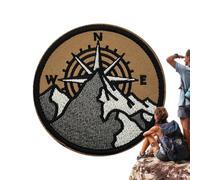 Embroidered Compass Mountain Patch Reusable Iron On Sew On Applique For Backpacks Jackets Hats Vests Clothing Outdoor Adventure Travel Hiking Fishing Camping Decorative Badge