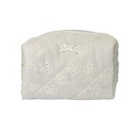 Embroidered Cosmetic Bag, Makeup Travel Pouch, Toiletry Storage Case, Spacious Organizer for Jewelry & Beauty Items, Stylish Cotton Zipper Bagfor Trips Home or Beauty Salon Use