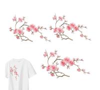 Embroidered Flower Patches | Washable Embroidered Plum Blossom 4 Piece
